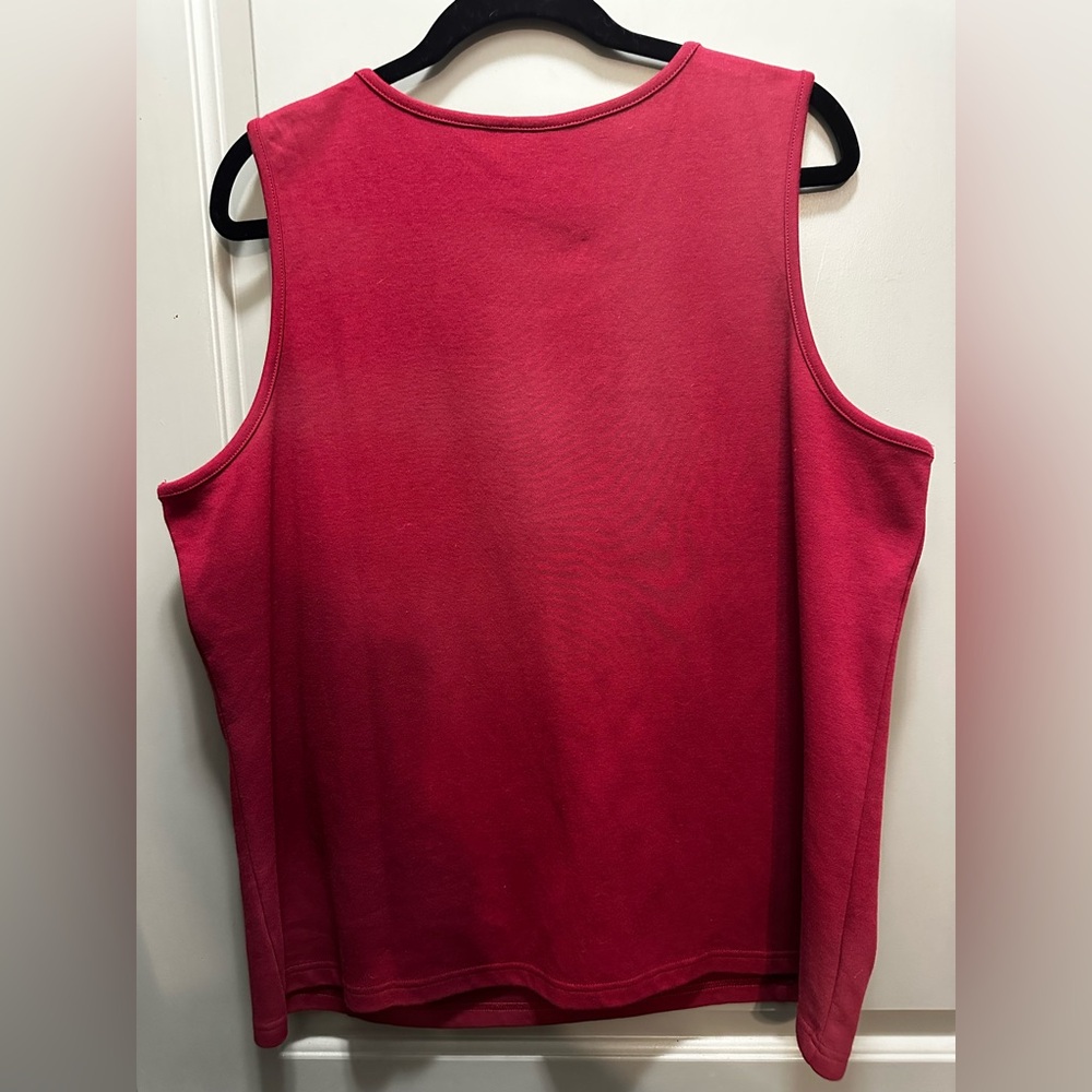 Bob Mackie Wearable Art Size 1X Maroon/Black Embroidered Tank Top NWOT - Picture 2 of 5